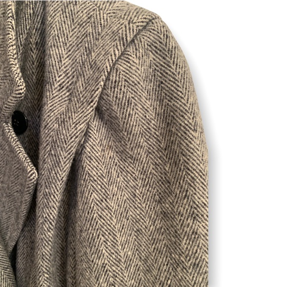 Vintage Herman Kay Black & White Houndstooth Wool Pea Coat Sz S-M - Picture 5 of 10